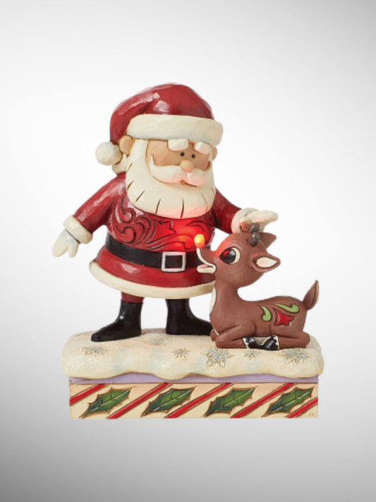 Jim Shore Rudolph Traditions - Santa Petting Rudolph Figurine - PREORDER