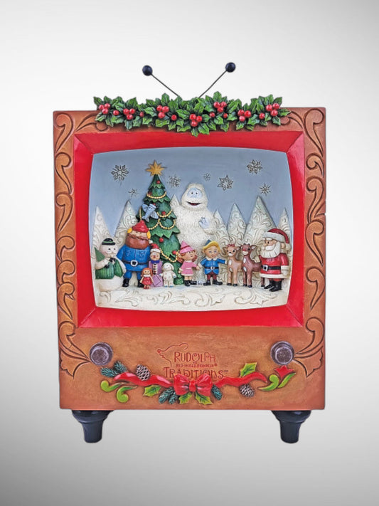 Jim Shore Rudolph Traditions -Rudolph LED Diorama TV Scene Masterpiece Figurine - PREORDER