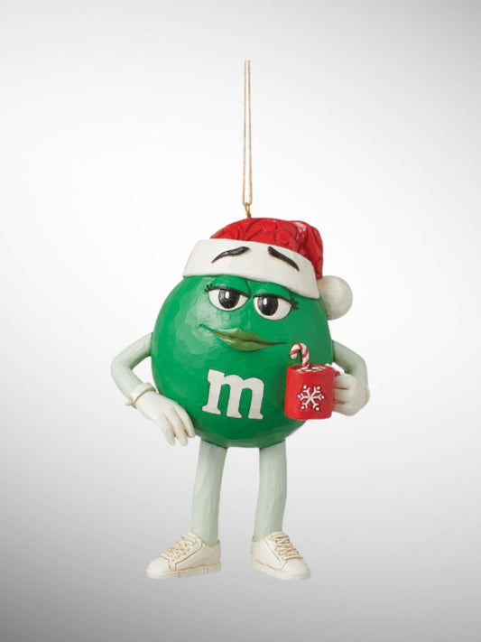 Jim Shore M&M's Collection - Green Santa Hat Hanging Ornament - PREORDER