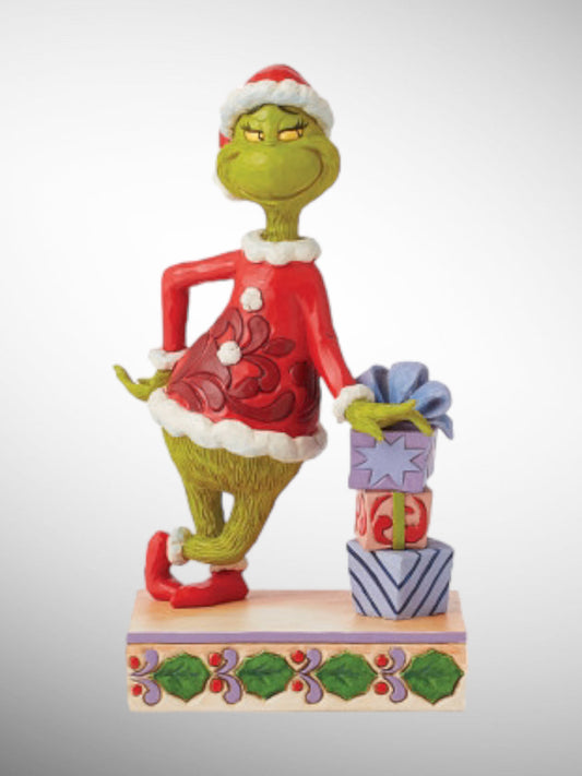 Jim Shore Dr. Seuss The Grinch - Grinch Leaning on Gifts Figurine - PREORDER