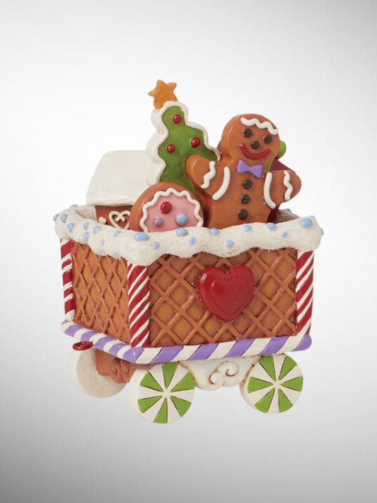 Jim Shore Gingerbread Christmas - Railway Surprises Gingerbread Train Car Figurine - PREORDER