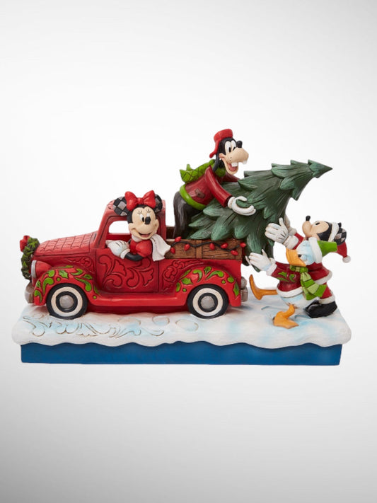 Jim Shore Disney Traditions - Loads of Christmas Cheer Mickey Minnie Donald Goofy Truck Figurine