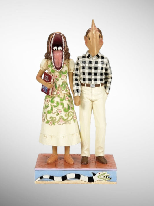 Jim Shore Beetlejuice - Adam and Barbara Scary Masks Figurine - PREORDER