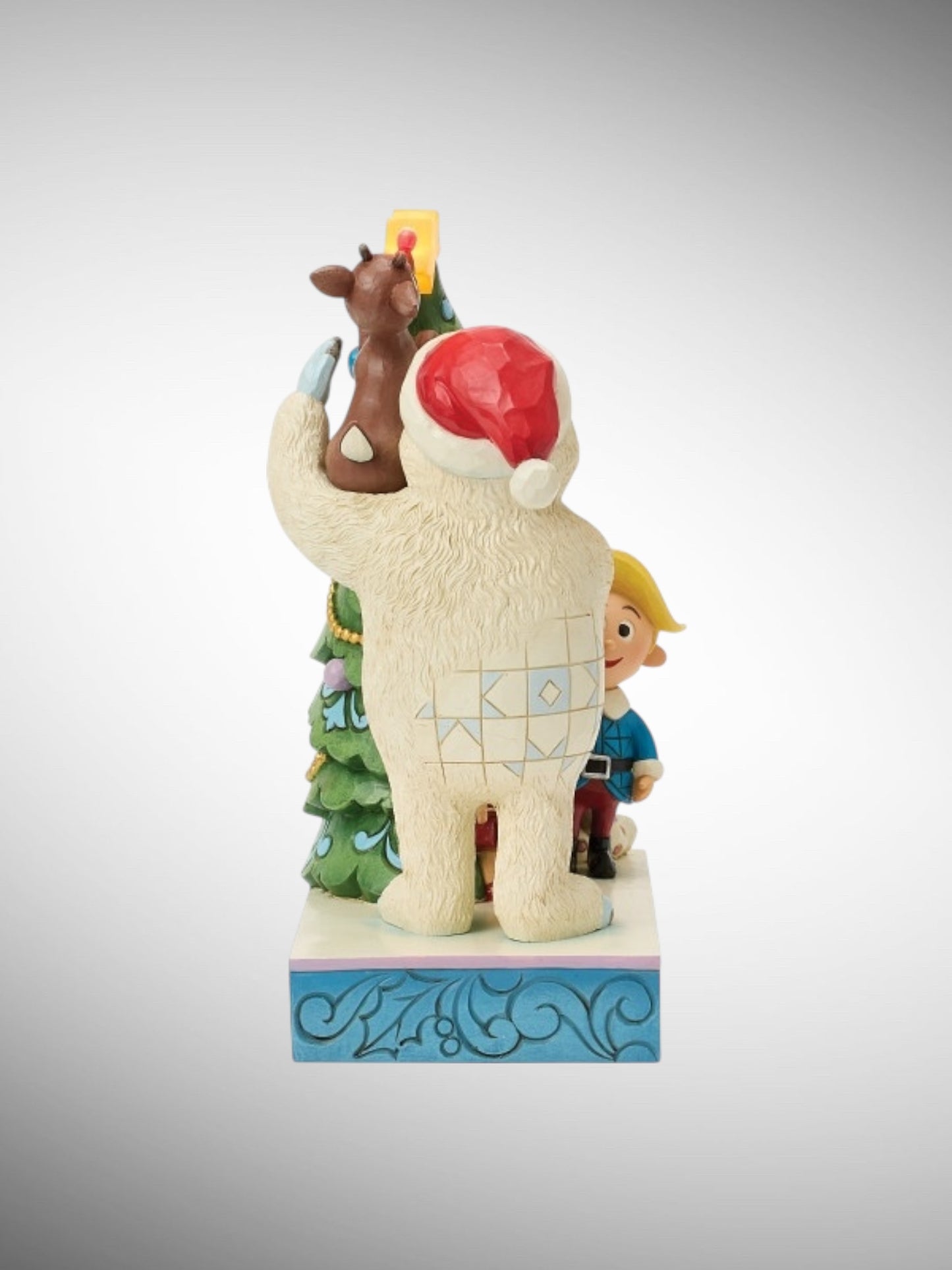 Jim Shore Rudolph Traditions - Bumble Holding Rudolph by Tree Figurine - PREORDER