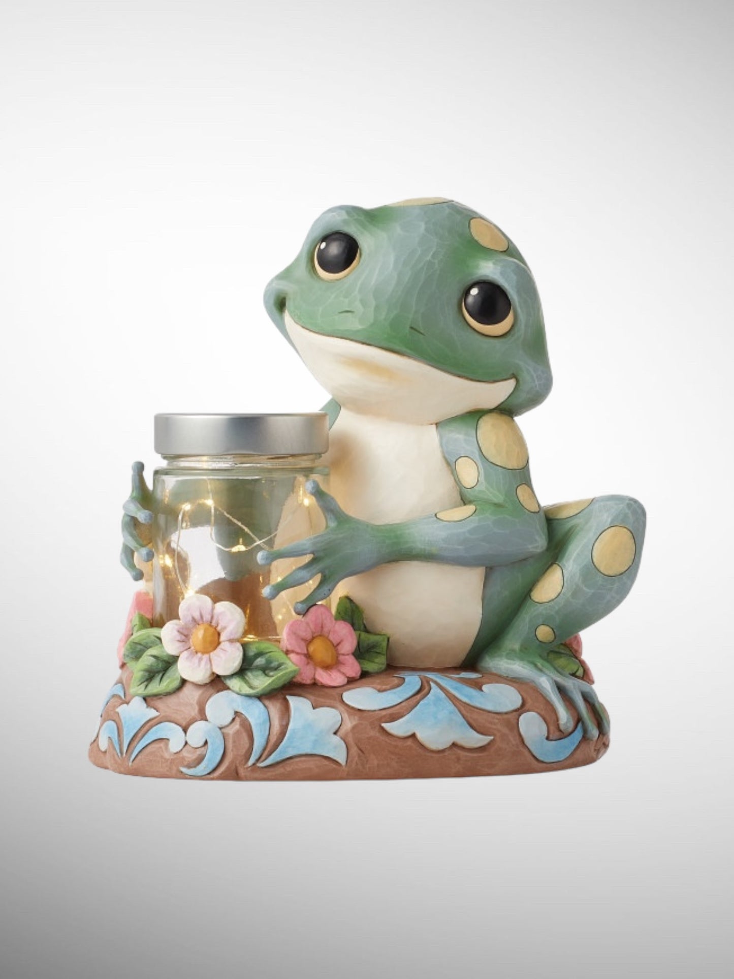 Jim Shore Heartwood Creek - Ready, Set, Glow! Garden Frog with LED Fireflies Figurine