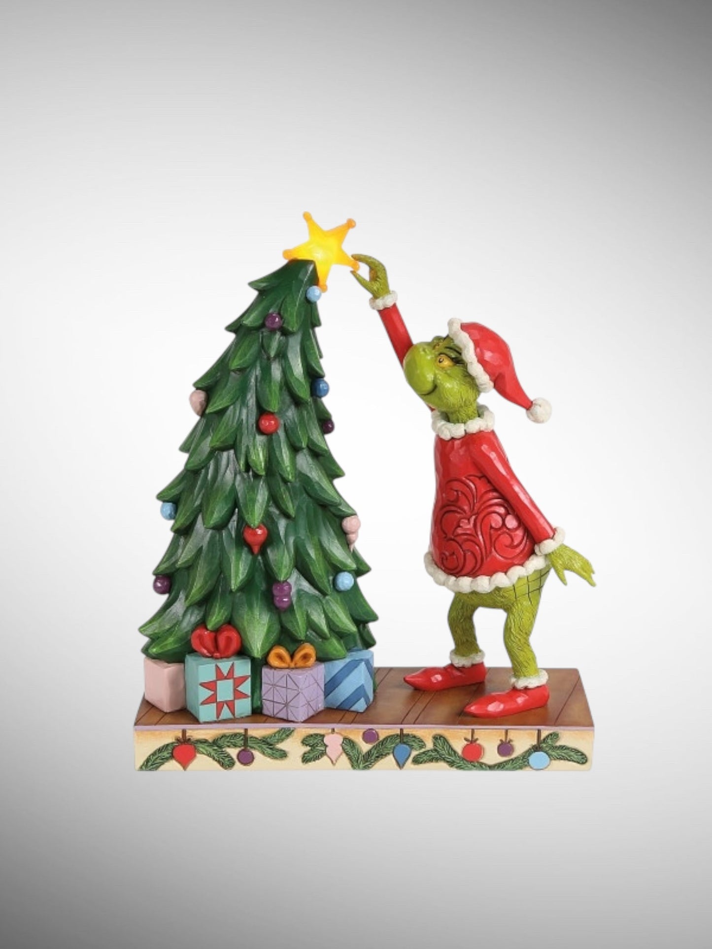 Jim Shore Dr. Seuss The Grinch - Grinch Pulling Tree Star Figurine - PREORDER