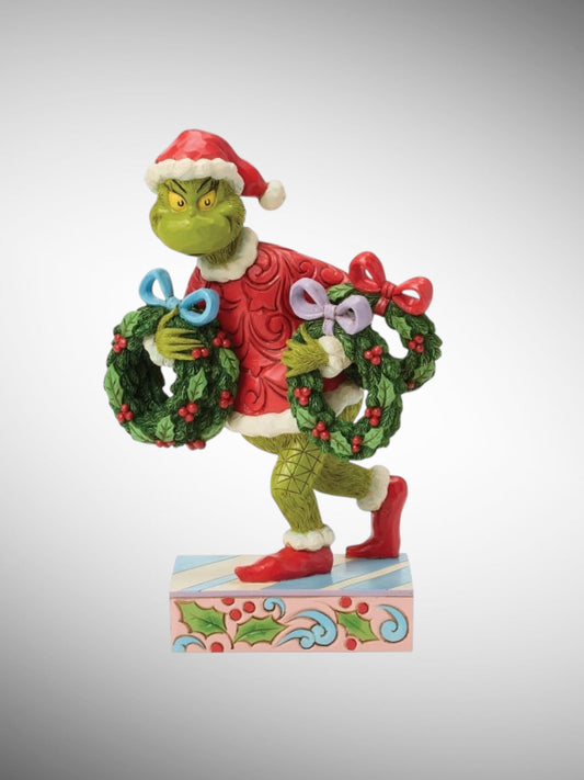 Jim Shore Dr. Seuss The Grinch - Grinch with Multiple Wreaths Figurine - PREORDER