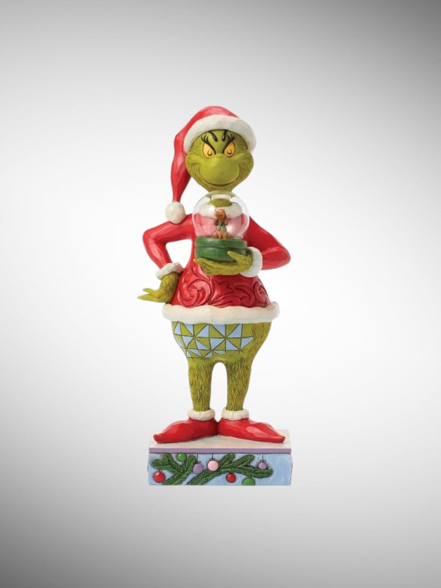 Jim Shore Dr. Seuss The Grinch - Grinch Holding Dome with Max Figurine - PREORDER