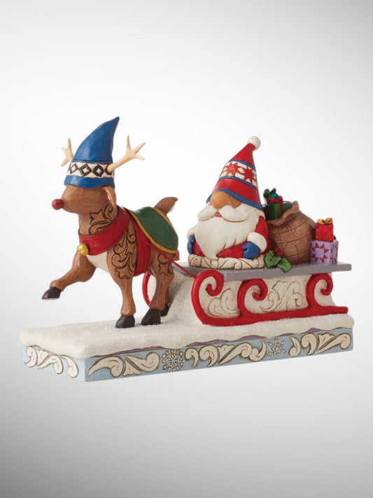 Jim Shore Heartwood Creek - Traveling Toward Christmas Reindeer & Gnome Sled Figurine