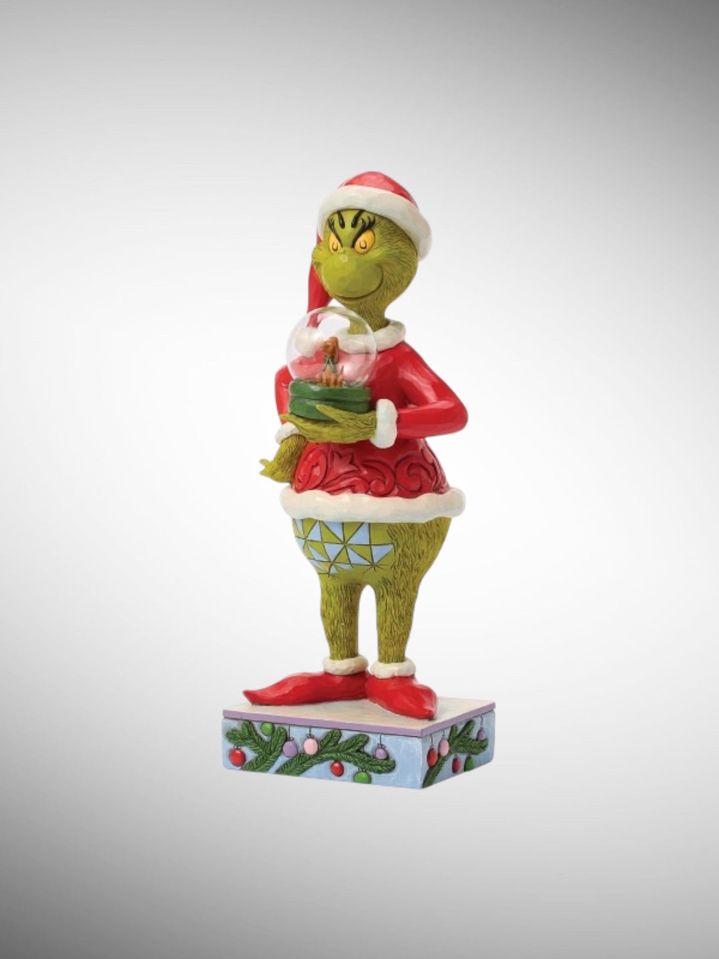 Jim Shore Dr. Seuss The Grinch - Grinch Holding Dome with Max Figurine - PREORDER