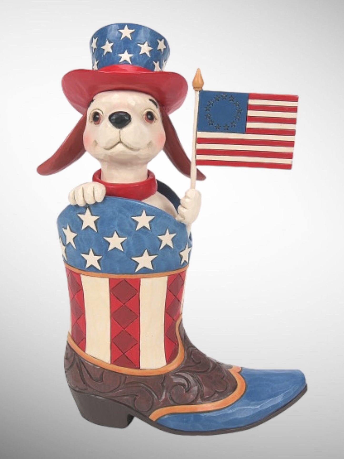 Jim Shore Heartwood Creek - Star Spangled Style Patriotic Dog in Boot Figurine