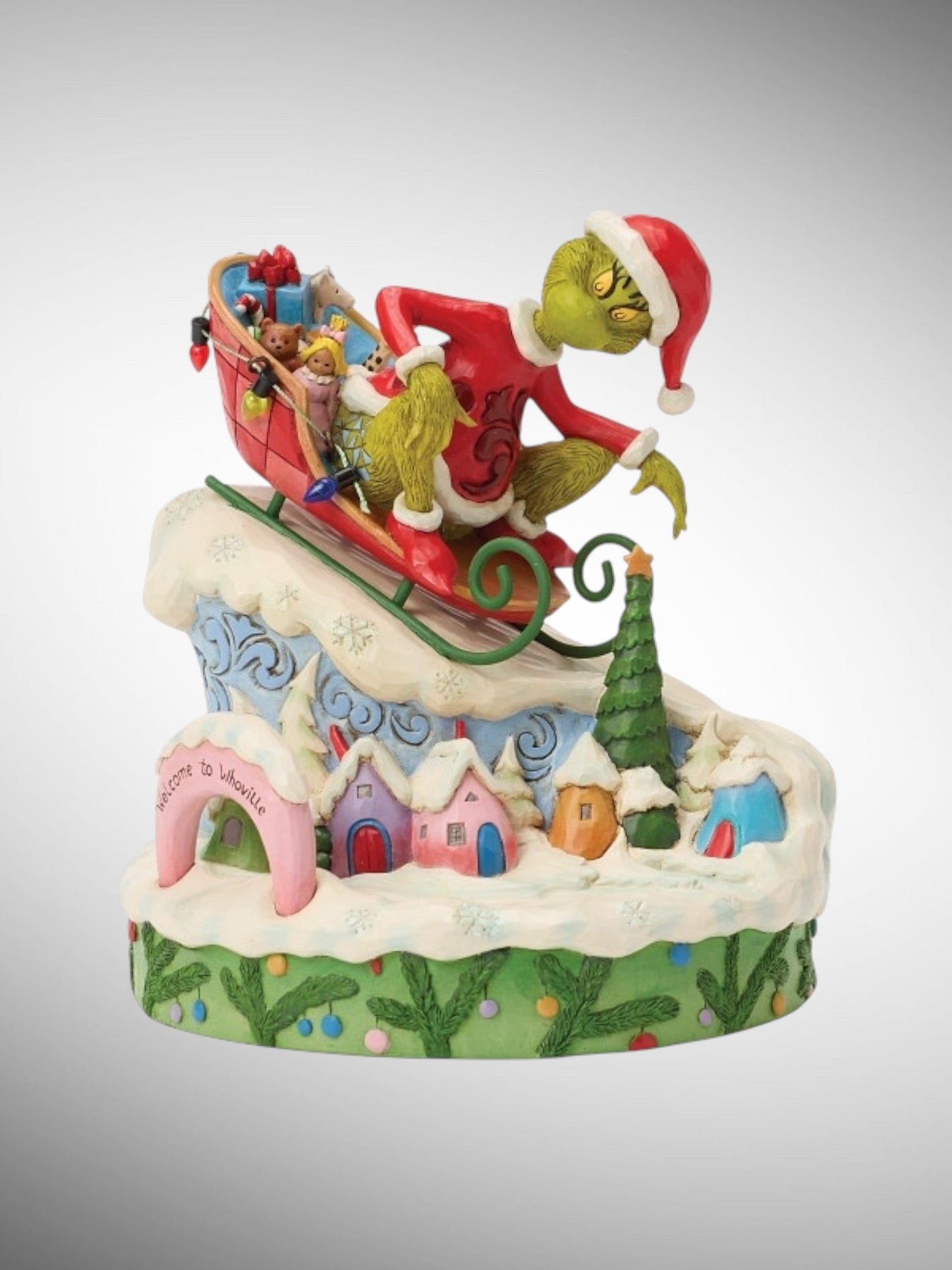 Jim Shore Dr. Seuss The Grinch - Grinch on Small Sled Figurine - PREORDER
