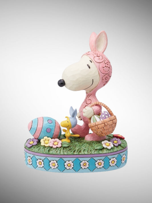 Jim Shore Peanuts - Easter Hoppyness Snoopy Woodstock Bunny Figurine