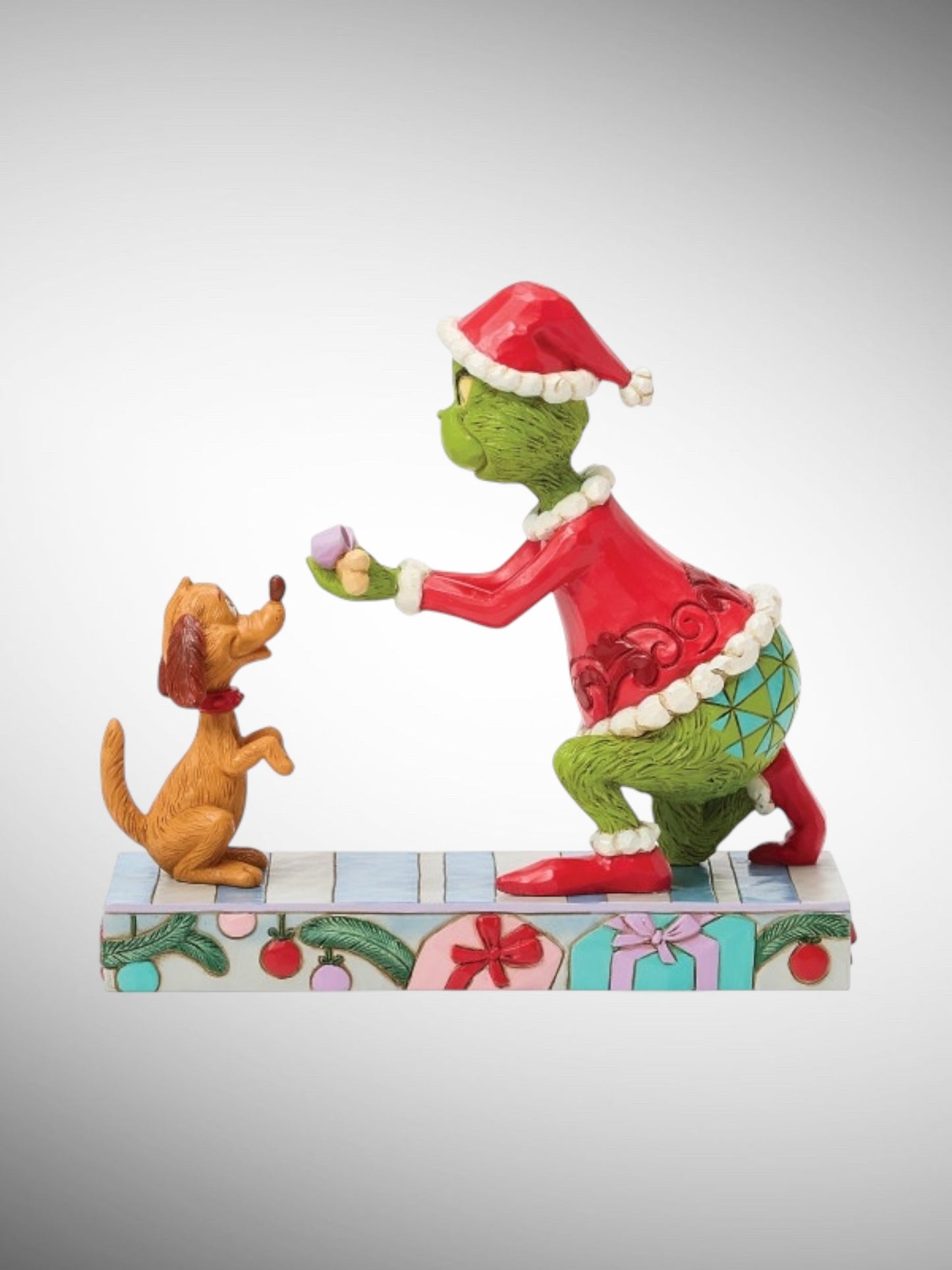 Jim Shore Dr. Seuss The Grinch - Grinch Giving Max a Bone Figurine - PREORDER