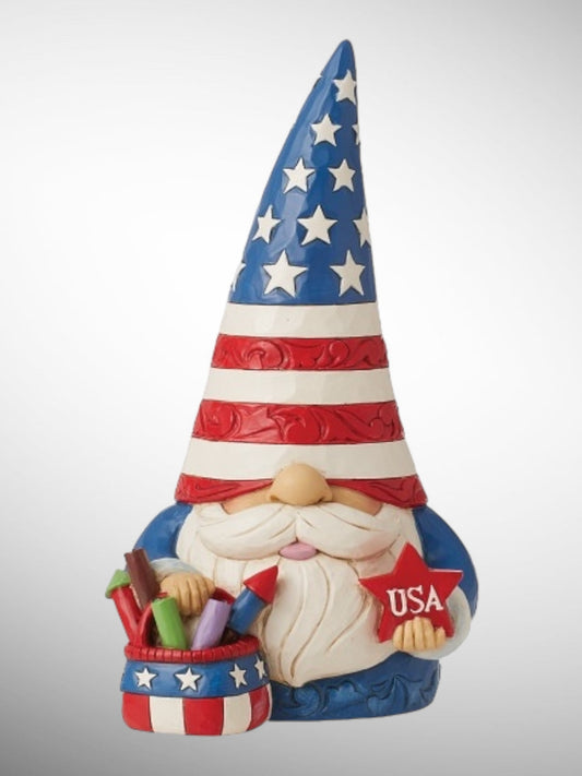 Jim Shore Heartwood Creek - Fireworks and Freedom Patriotic Gnome Figurine