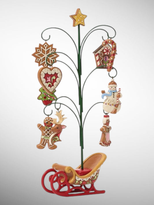 Jim Shore Gingerbread Christmas - Tree of Treasures with Cookie Ornaments Figurine - PREORDER