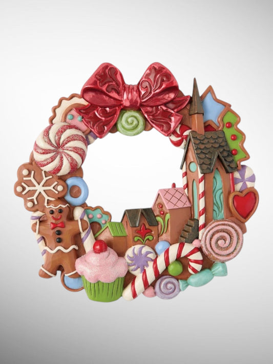 Jim Shore Gingerbread Christmas - Circle In Sweets Gingerbread Wall Wreath Figurine - PREORDER