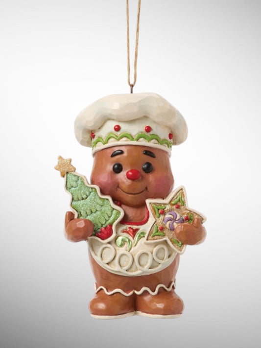 Jim Shore Gingerbread Christmas - Gingerbread with Cookies Hanging Ornament - PREORDER