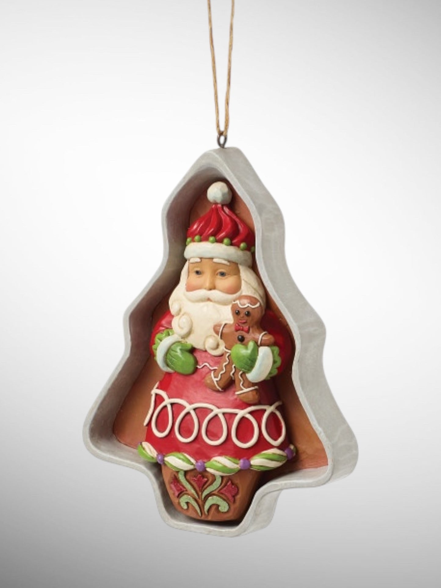 Jim Shore Gingerbread Christmas - Cookie Cutter Santa Hanging Ornament - PREORDER