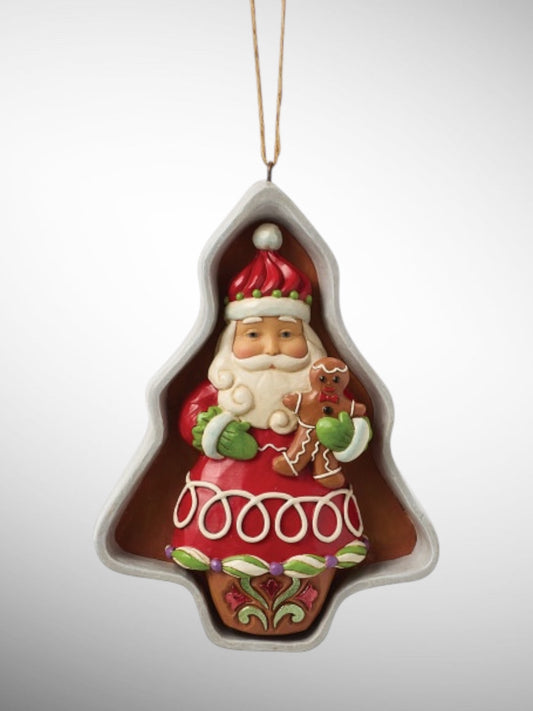 Jim Shore Gingerbread Christmas - Cookie Cutter Santa Hanging Ornament - PREORDER