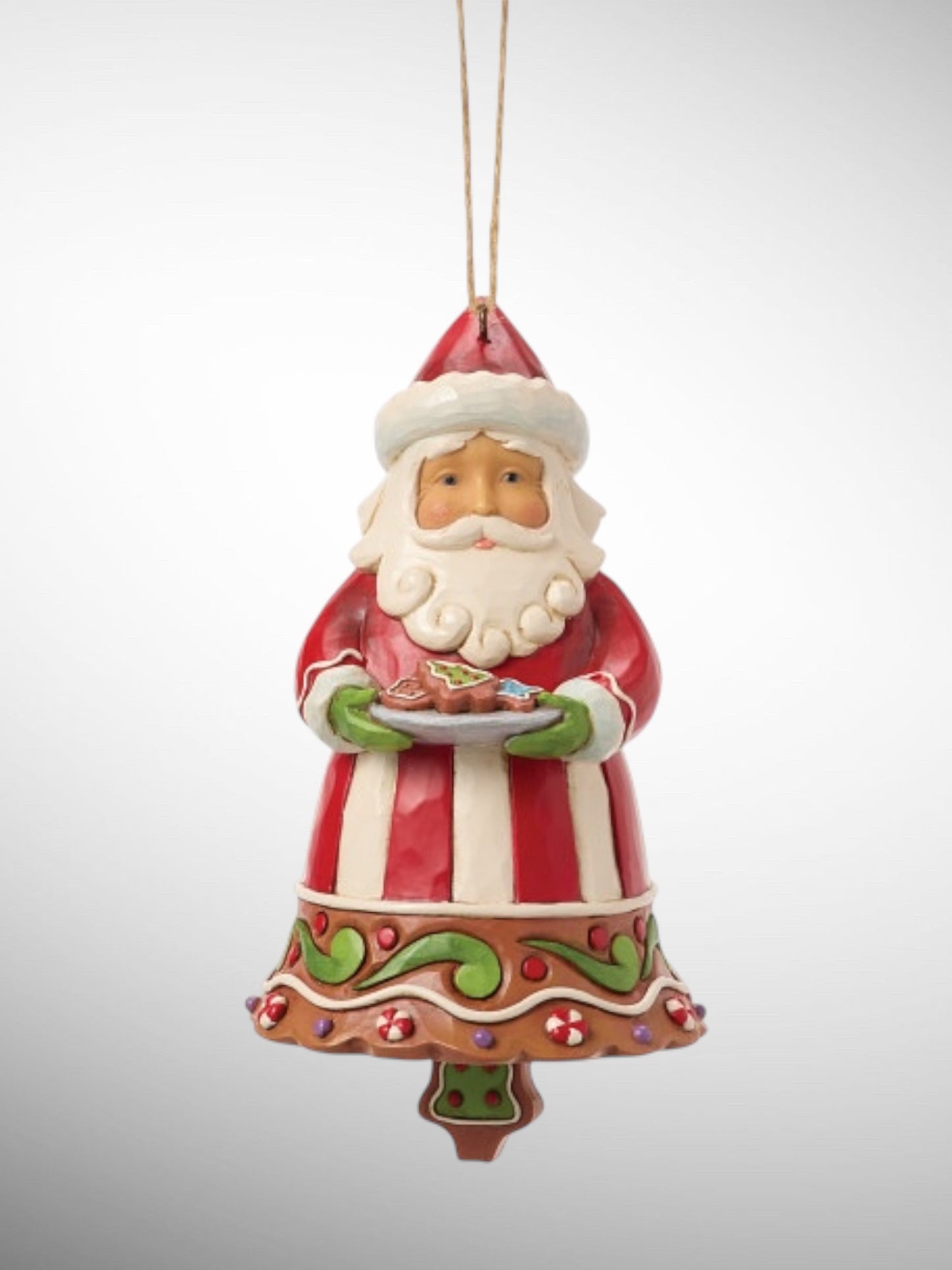 Jim Shore Gingerbread Christmas - Gingerbread Santa Bell Hanging Ornament - PREORDER
