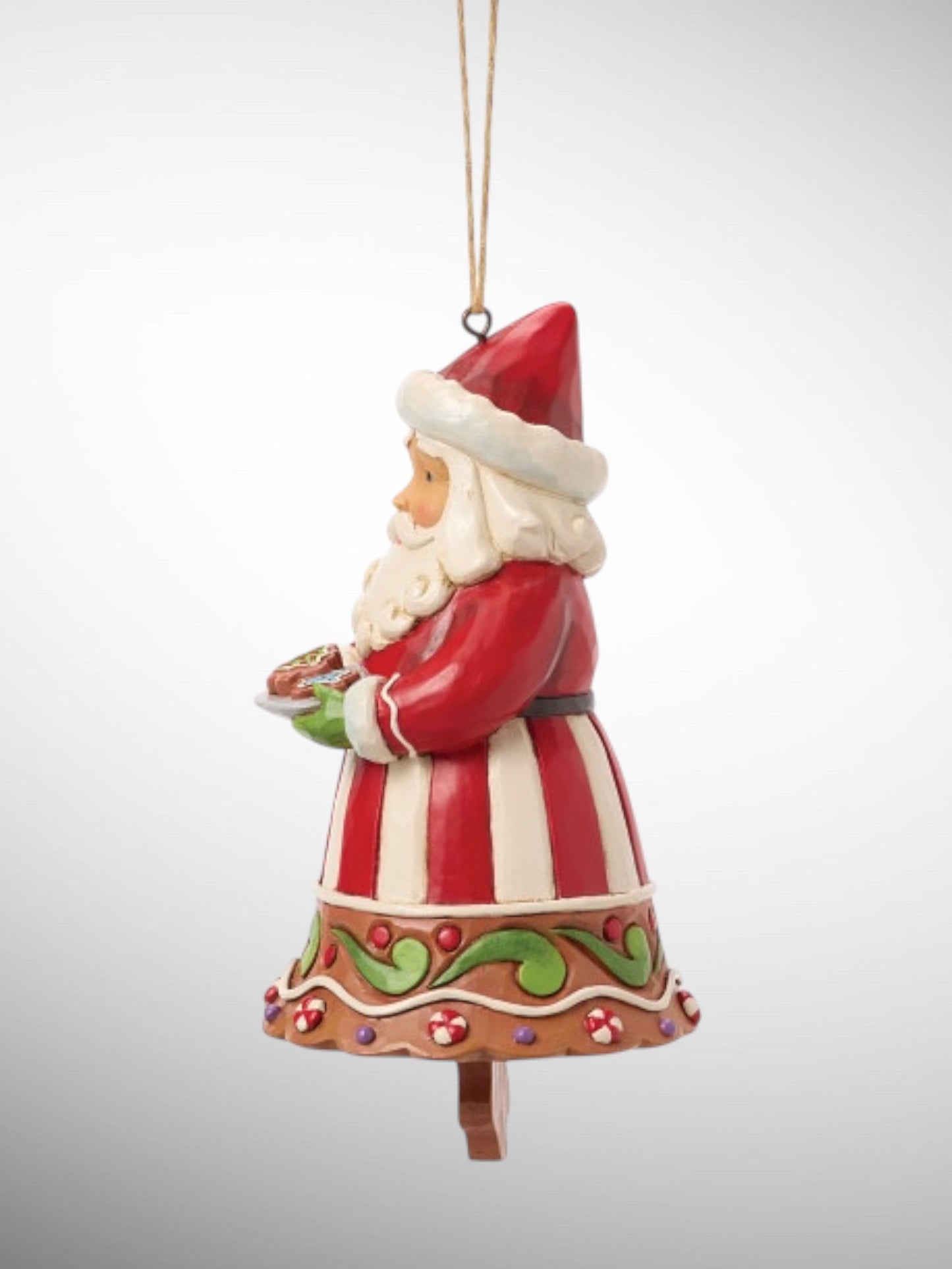 Jim Shore Gingerbread Christmas - Gingerbread Santa Bell Hanging Ornament - PREORDER