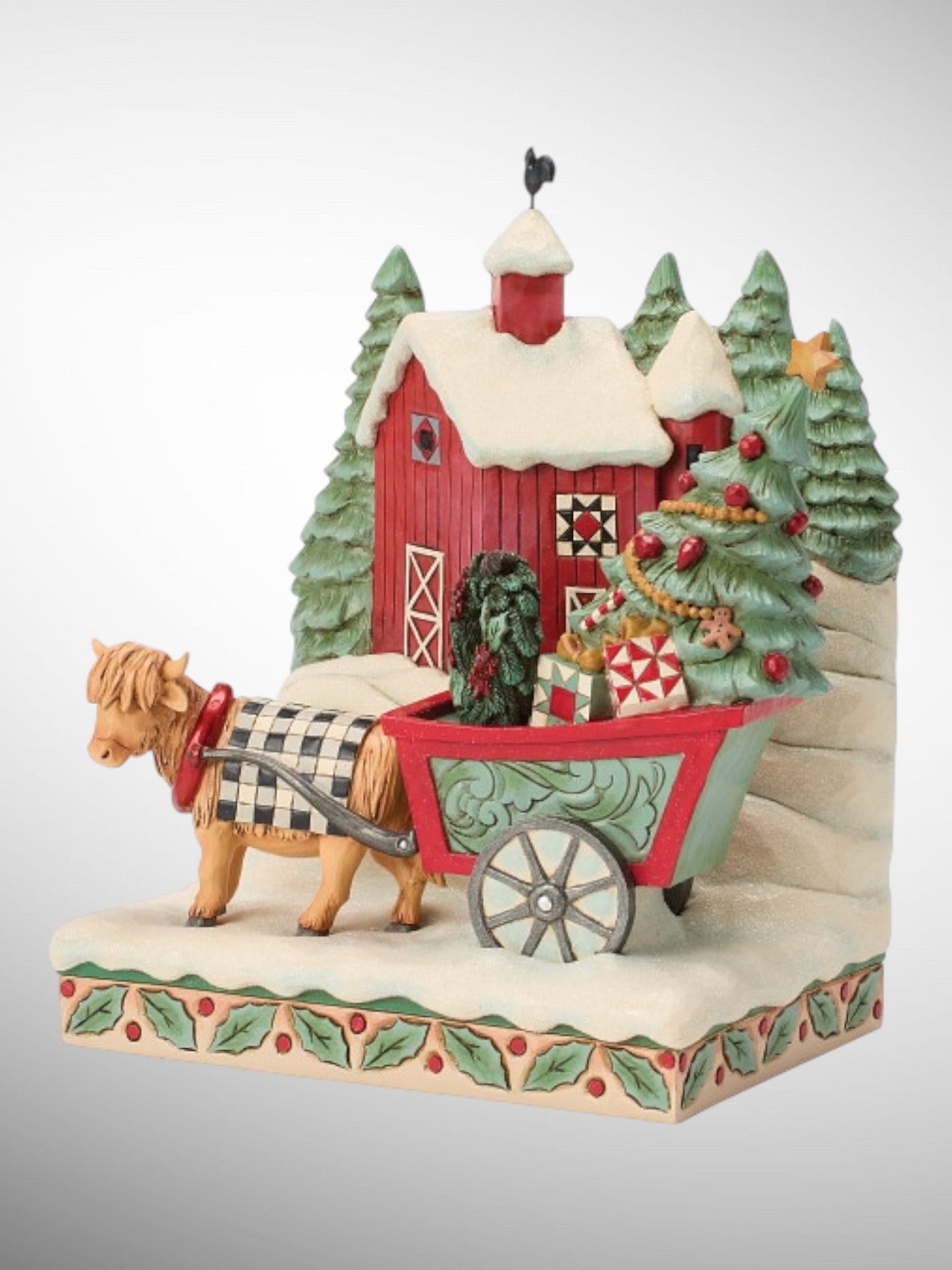 Jim Shore Heartwood Creek - Highland Glen Full of Christmas Spirit Barn Scene Figurine - PREORDER