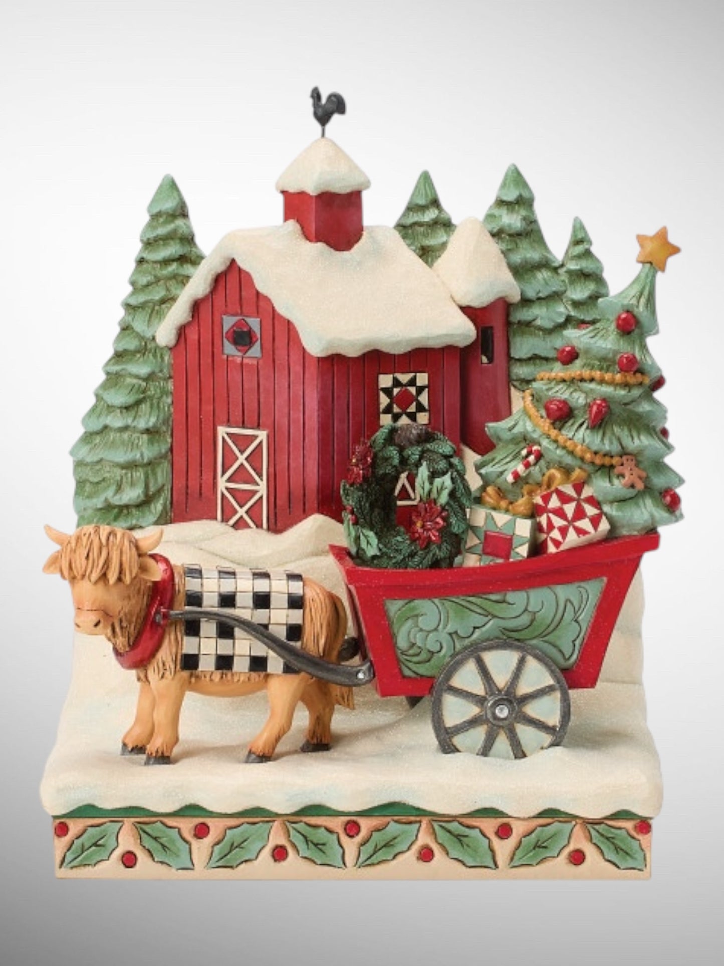 Jim Shore Heartwood Creek - Highland Glen Full of Christmas Spirit Barn Scene Figurine - PREORDER