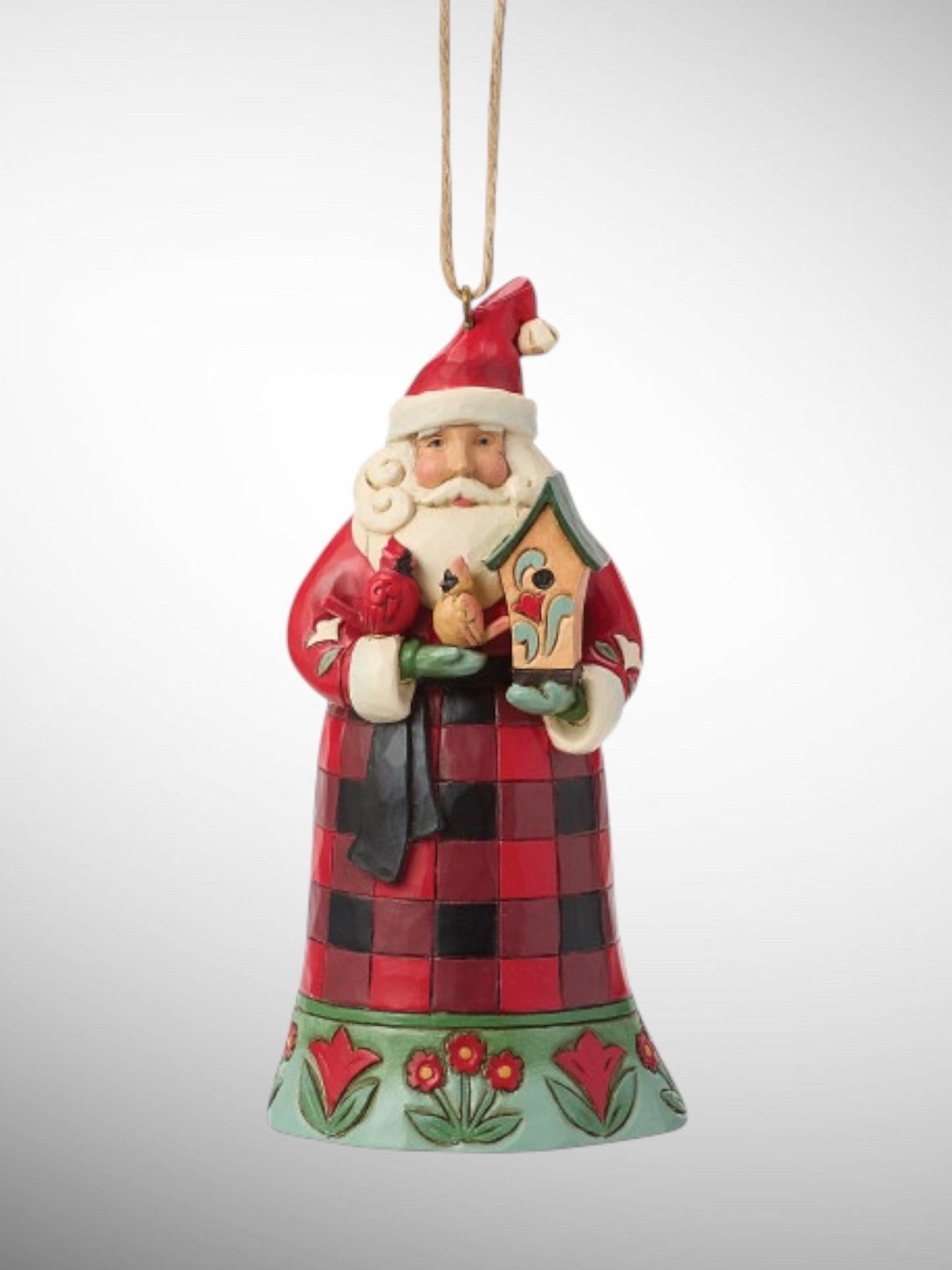 Jim Shore Heartwood Creek - Highland Glen Santa with Cardinal Hanging Ornament - PREORDER