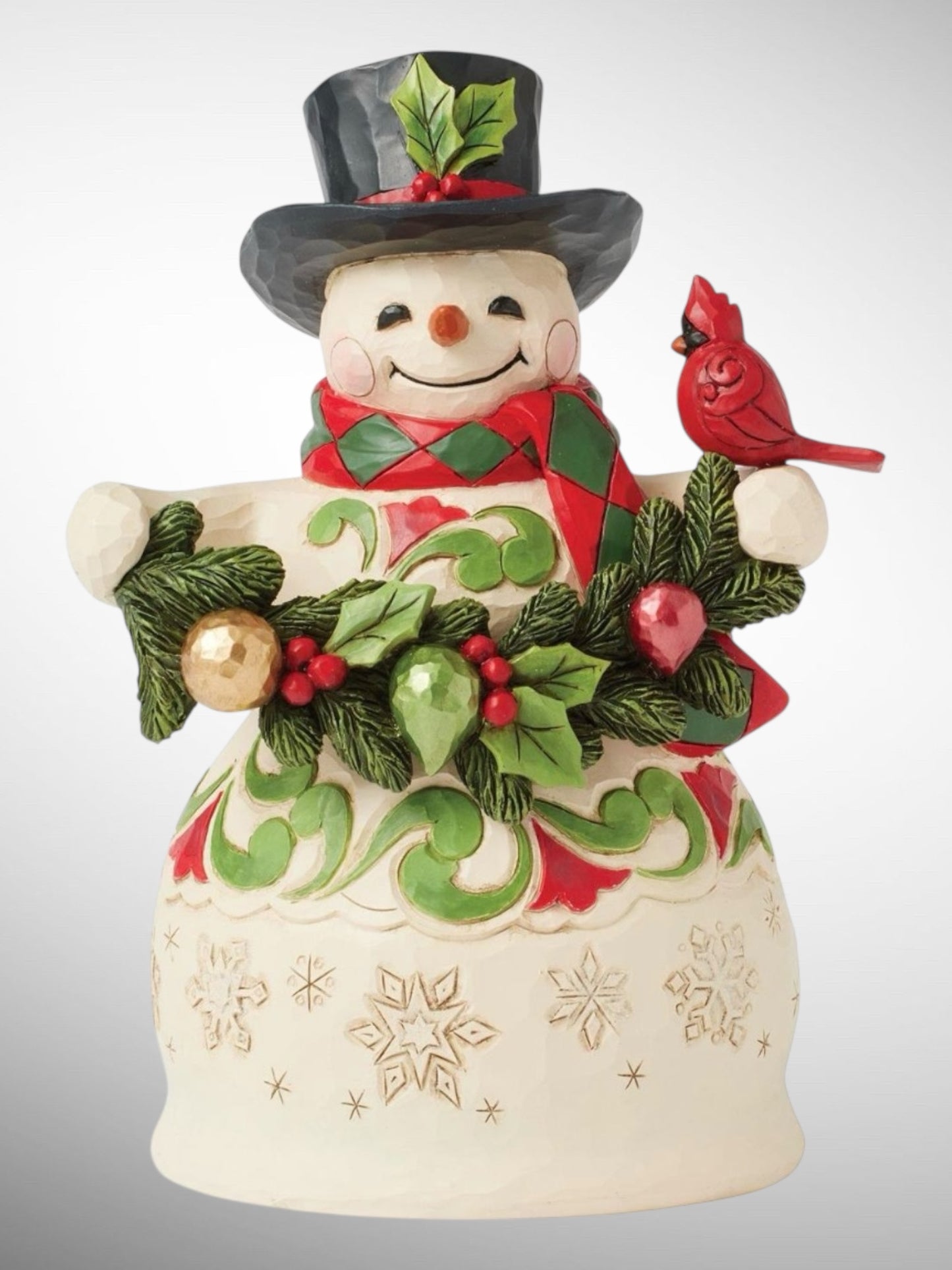 Jim Shore Heartwood Creek - Finishing Touches Snowman Garland Cardinal Christmas Figurine - PREORDER