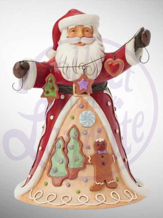 Jim Shore Gingerbread Christmas - Sugar Cookie Charms Santa Figurine - PREORDER