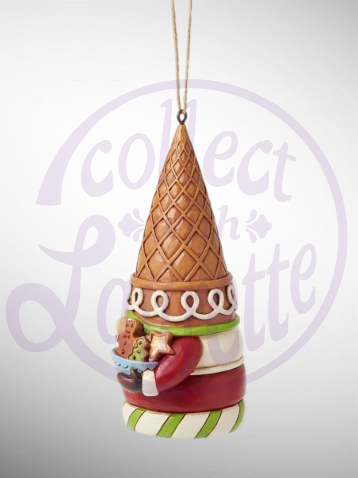 Jim Shore Gingerbread Christmas - Gnome with Cookie Bowl Ornament - PREORDER