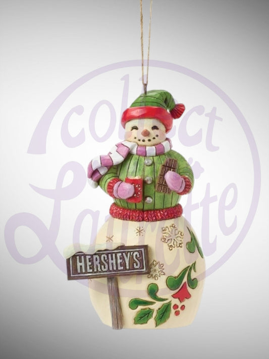 Jim Shore Hershey Collection -  Snowman with Hershey Sign Ornament - PREORDER