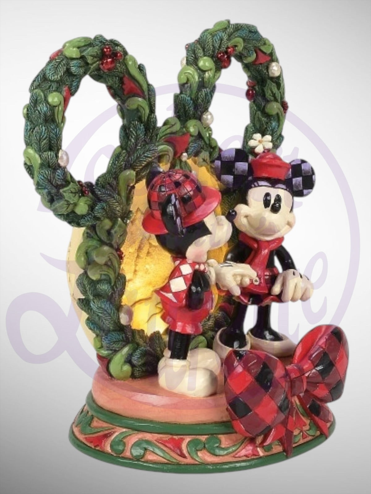 Jim Shore Disney Traditions -  Magical Winter Moments Mickey Minnie LED Figurine - PREORDER