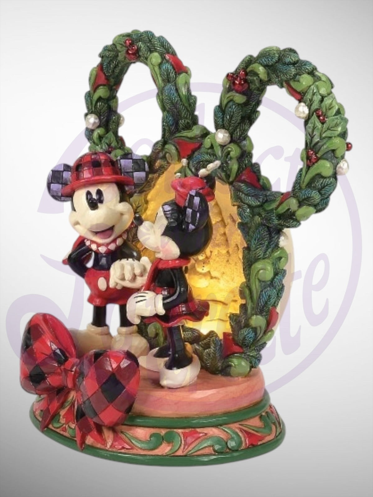 Jim Shore Disney Traditions -  Magical Winter Moments Mickey Minnie LED Figurine - PREORDER