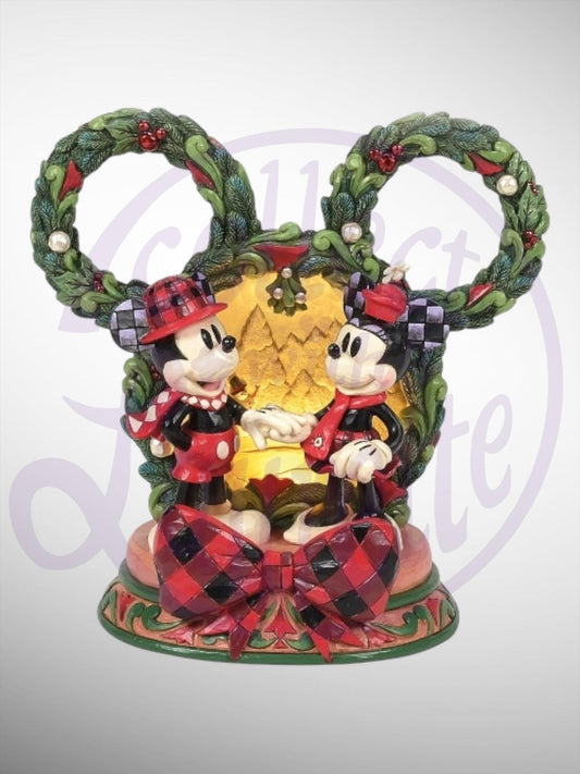 Jim Shore Disney Traditions -  Magical Winter Moments Mickey Minnie LED Figurine - PREORDER