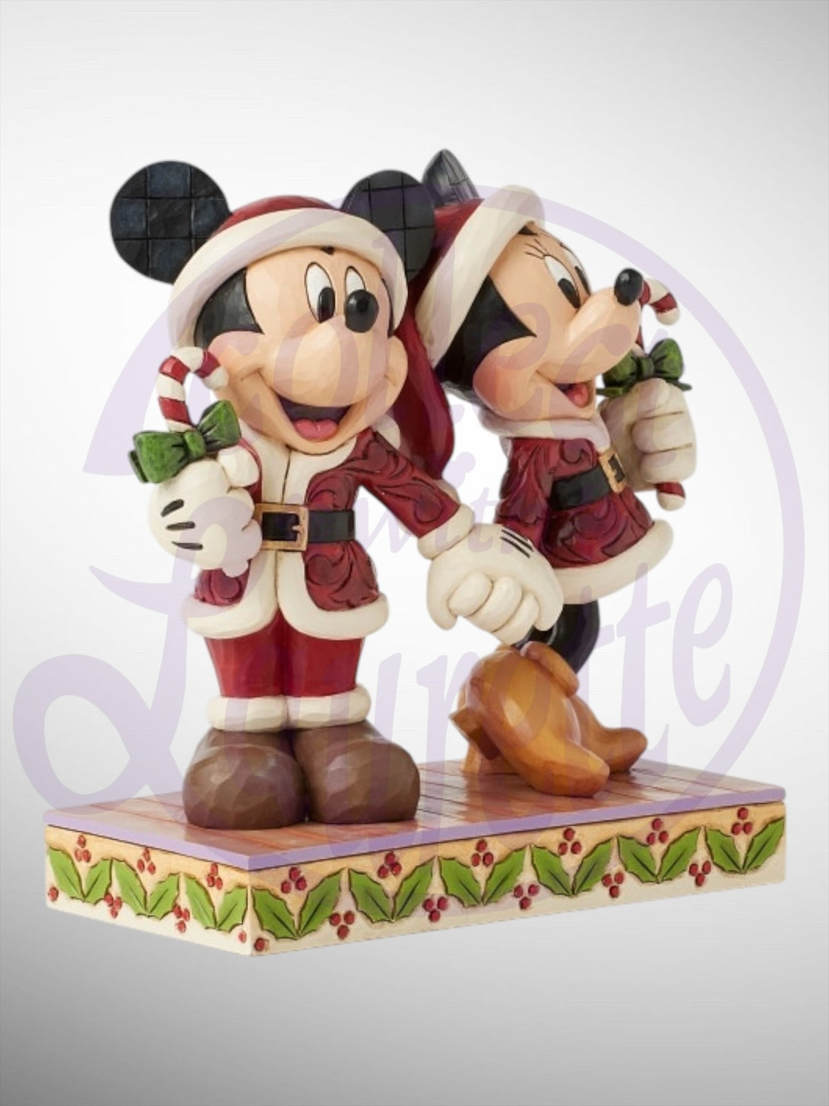 Jim Shore Disney Traditions -  Candy Cane Christmas Mickey Minnie Figurine - PREORDER