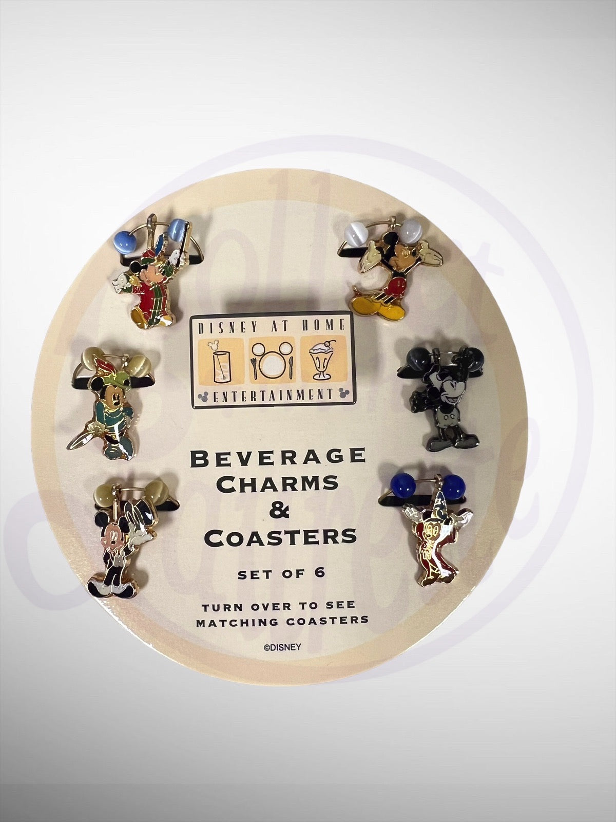 Disney at Home - Beverage Charms & Coasters Set of 6 Mickey's Great Moments