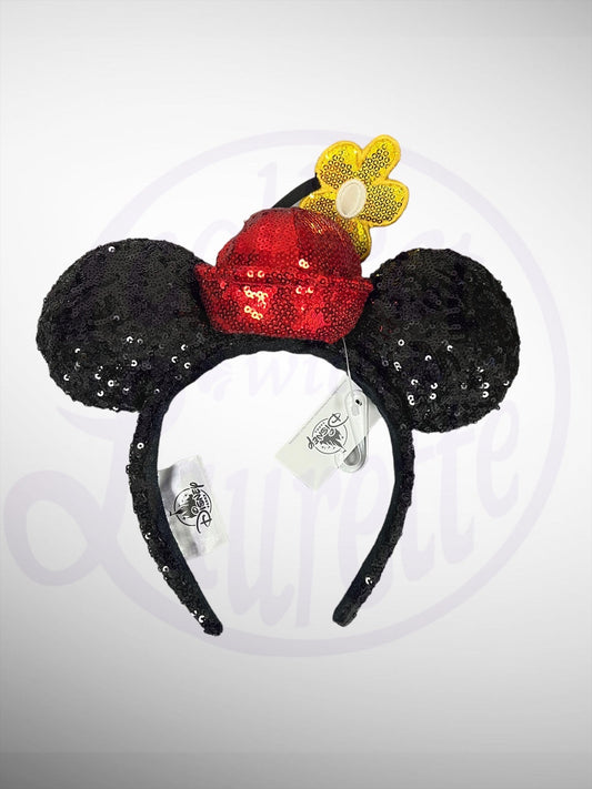Disney Parks Ear Headband -  Classic Minnie Mouse Sequined with Red Flower Pot Hat