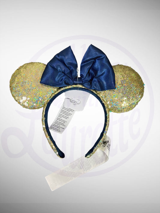 Disney Parks Ear Headband -  Gold and Blue Minnie Mouse 50th Anniversary Sequined