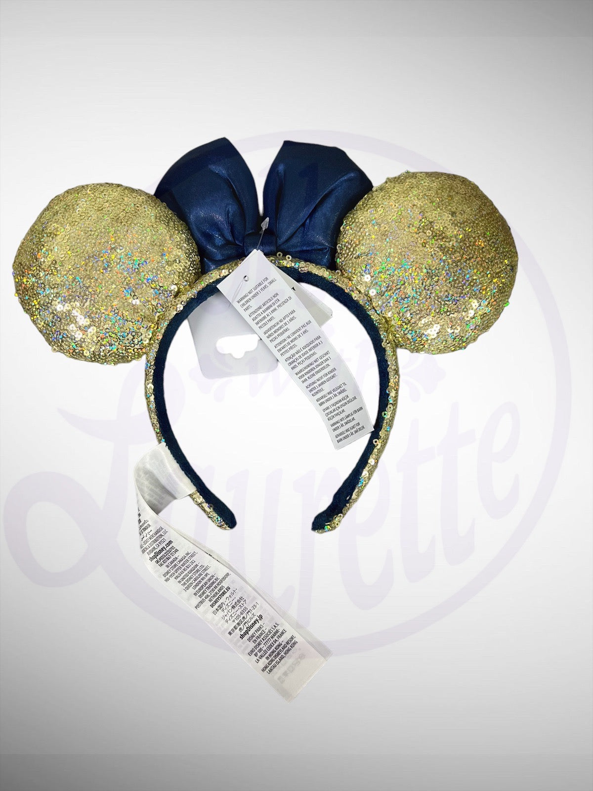 Disney Parks Ear Headband -  Gold and Blue Minnie Mouse 50th Anniversary Sequined