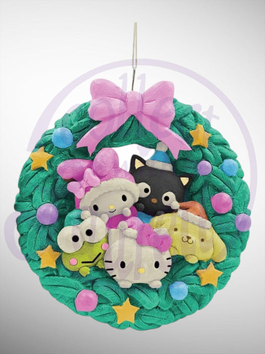 Jim Shore Sanrio Collection - Hello Kitty and Friends Wreath Hanging Ornament - PREORDER