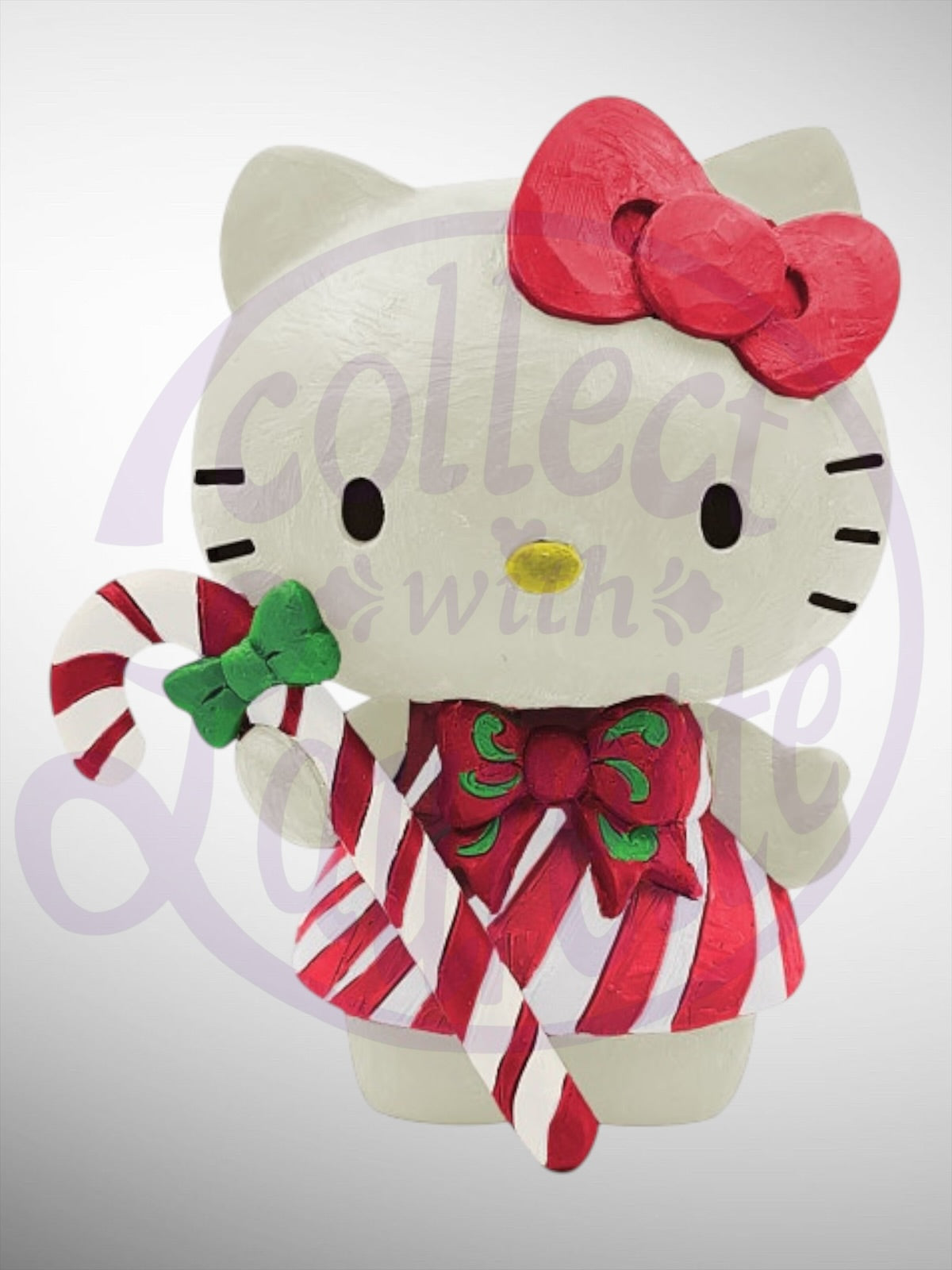 Jim Shore Sanrio Collection - Hello Kitty Candy Cane Mini Christmas Holiday Figurine - PREORDER