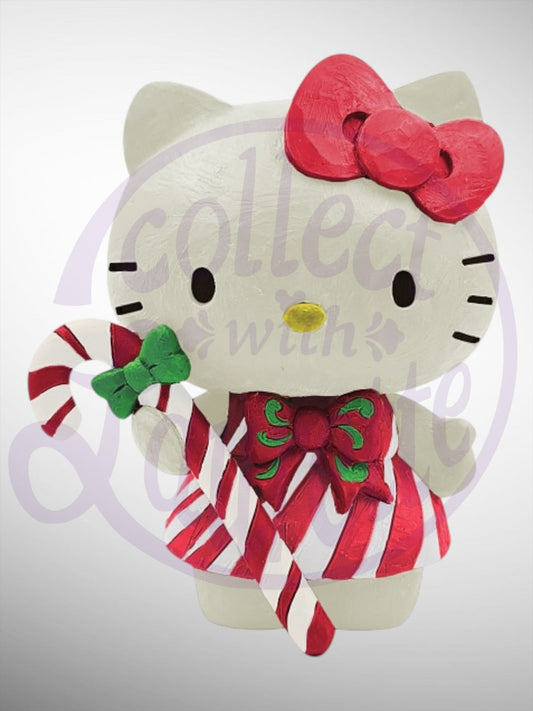 Jim Shore Sanrio Collection - Hello Kitty Candy Cane Mini Christmas Holiday Figurine - PREORDER