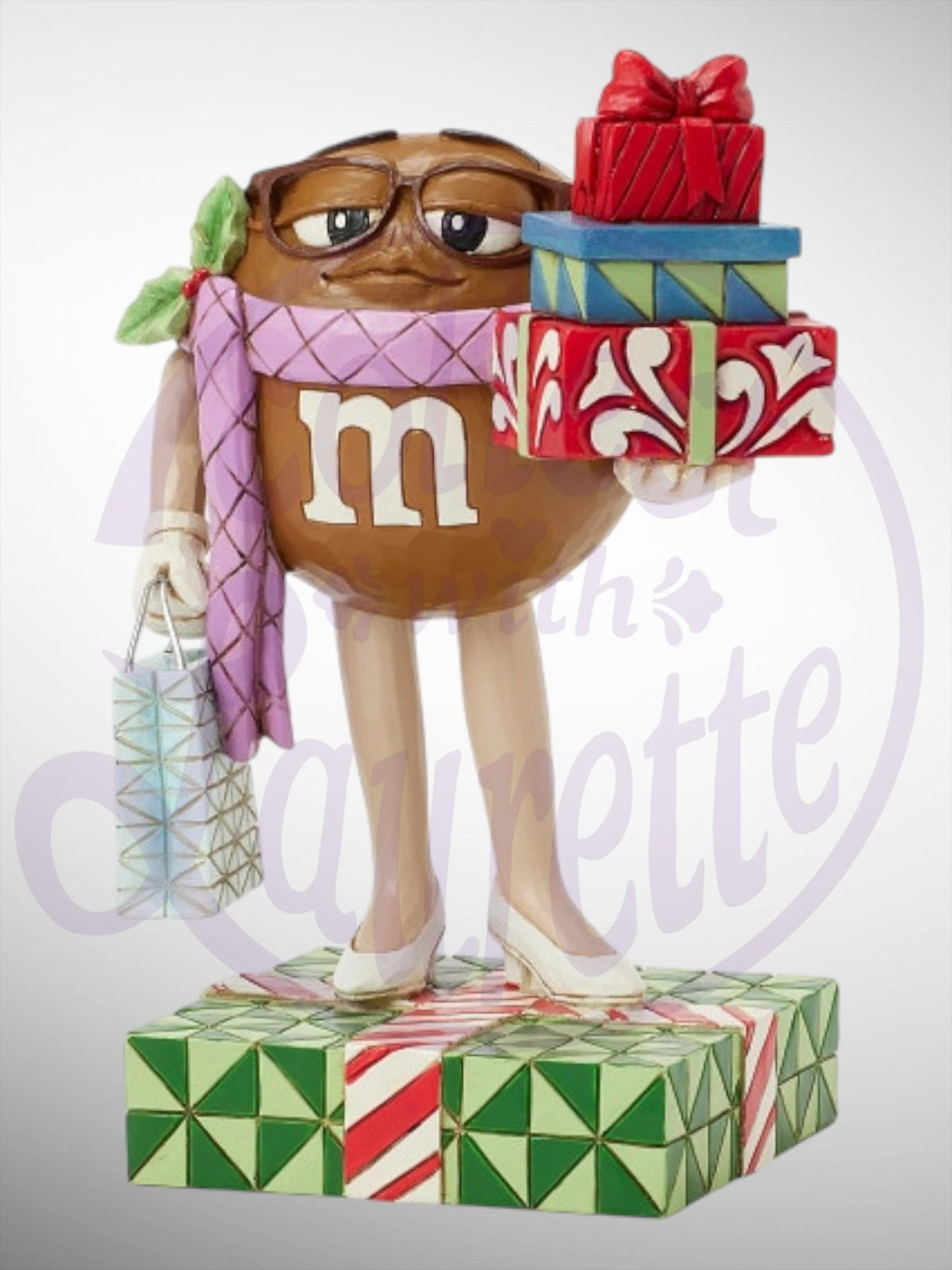 Jim Shore M&M's Collection - Festive Favorites Brown Christmas Figurine - PREORDER