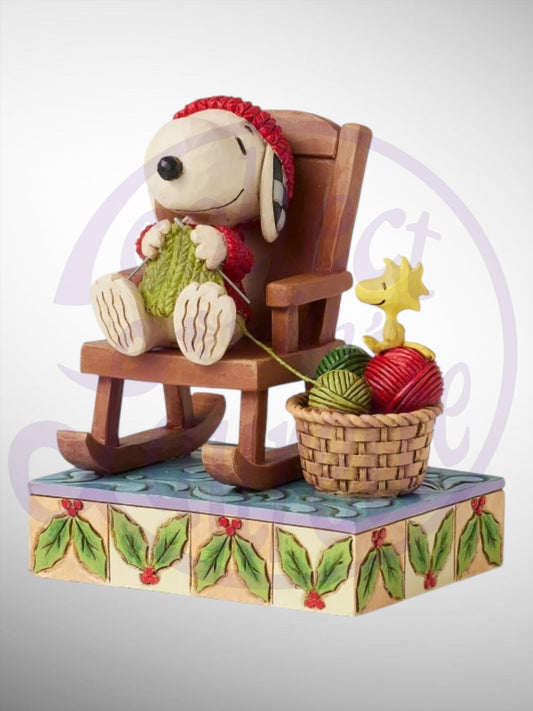 Jim Shore Peanuts - Handmade Happiness Snoopy Woodstock Rocking Chair Figurine - PREORDER