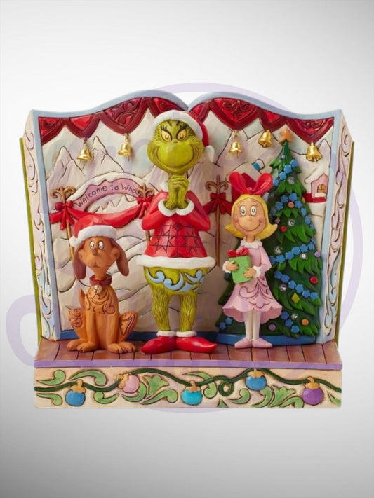 Jim Shore Dr. Seuss The Grinch - Grinch Max Cindy Storybook Figurine - PREORDER