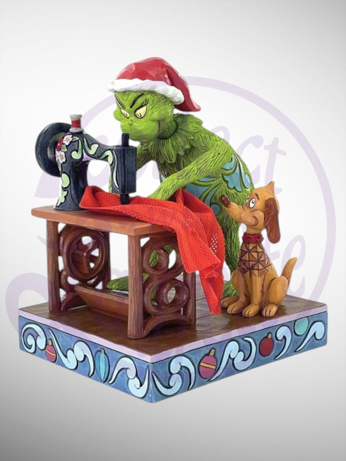 Jim Shore Dr. Seuss The Grinch - Grinch Sewing Santa Suit Figurine - PREORDER