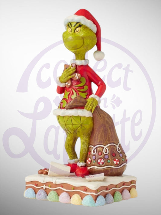 Jim Shore Dr. Seuss The Grinch - Grinch Eating Gingerbread Figurine - PREORDER