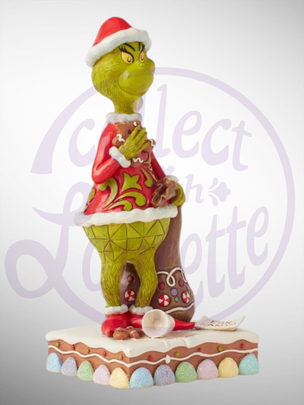 Jim Shore Dr. Seuss The Grinch - Grinch Eating Gingerbread Figurine - PREORDER